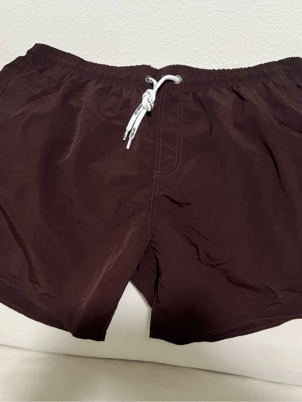 Men's Solid Brown Swim Trunks with Drawstring